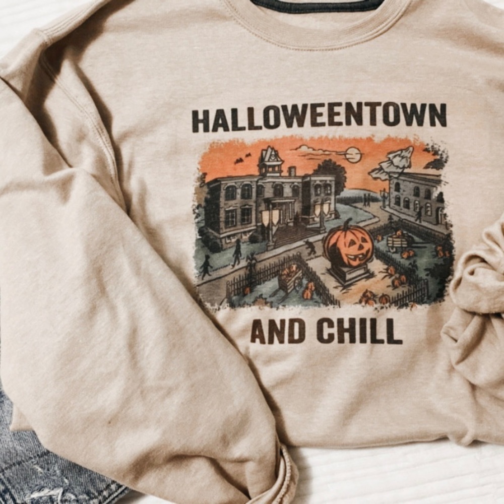 Fall vibes, Halloween town and chill sweatshirt
